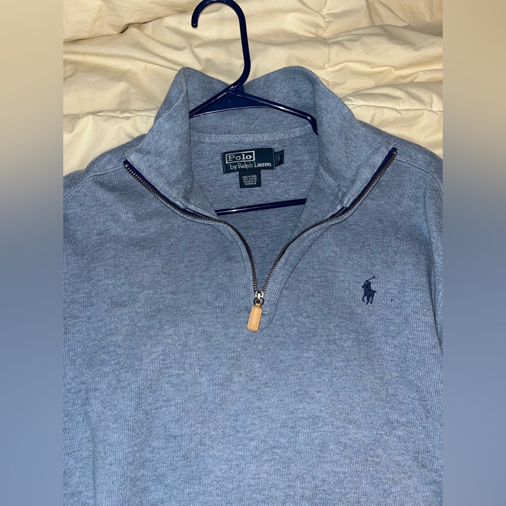 1/4 zip Polo knit in light blue.  Very good condition